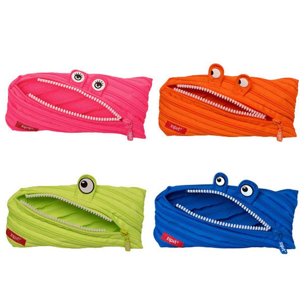 Monster Pencil Case 4-Pack (Pink, Orange, Lime, Blue)