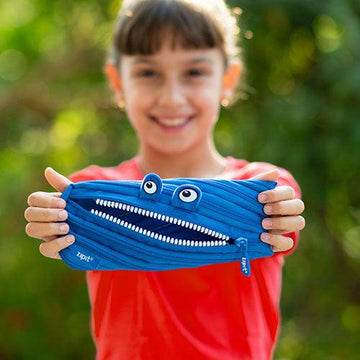 ZIPIT Monster Pencil Case, Clear Pencil Pouch, Holds up to 30 Pens, Made of  One Long Zipper! (Clear Blue)