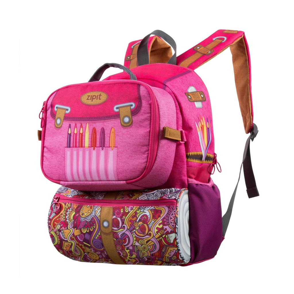 Zipit Adventure, Backpack & Lunch Bag, Drawing Artist, Girl's, Size: Medium, Pink