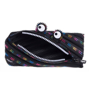 ZIPIT Monster Pouch Black and Rainbow 