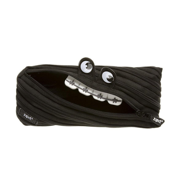 ZIPIT Monster Pencil Case - Black (with Silver teeth)