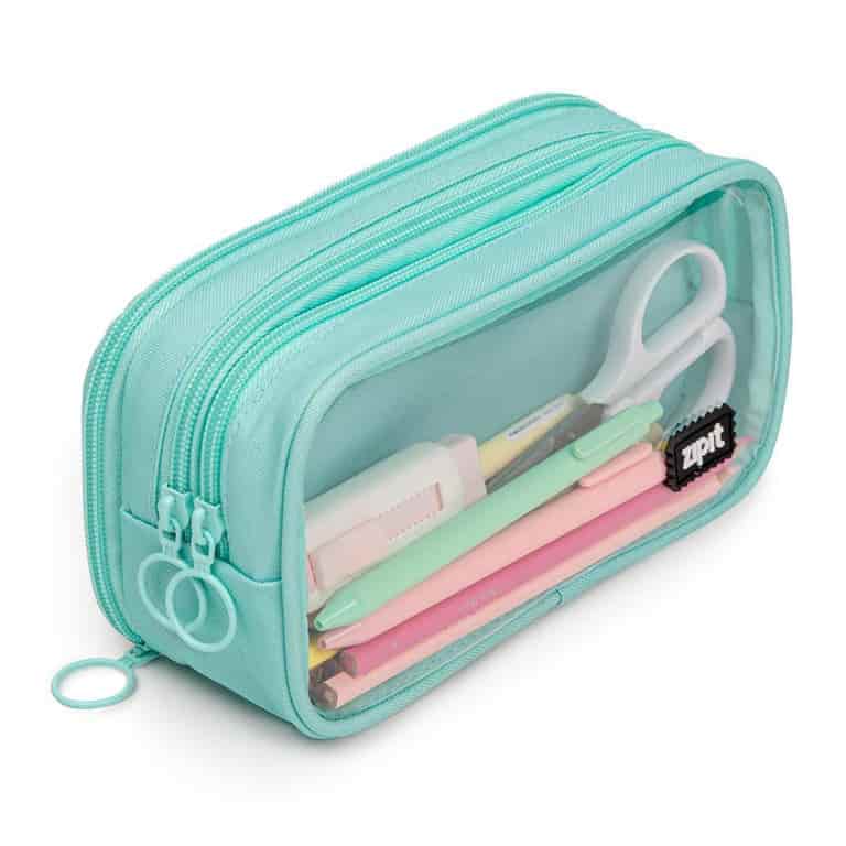 OIAGLH School Zipper Organizer Mesh Pocket Pencil Case Pen Holder Stationery Pouch Box Bag Large Capacity Fashion Office College