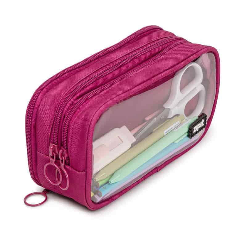 PINK STRIPED GLITTER PENCIL CASE - Beyond The Rainbow