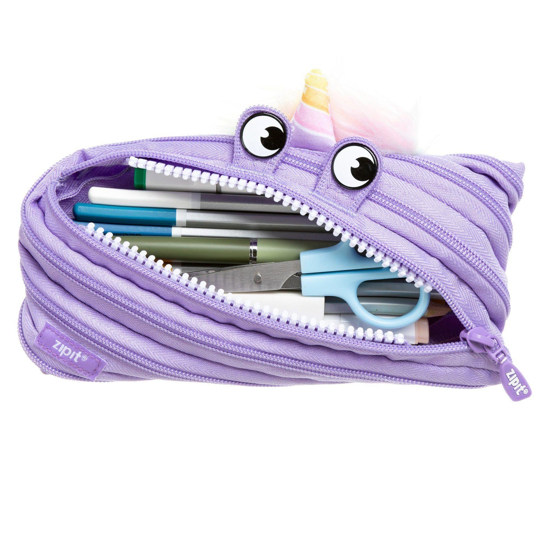 Marigold Cute Unicorn Pencil Case- Pen Holder Box with Pouch Bag Stationery Organizer, Cute Pencil Bag with Metal Zipper - Purple