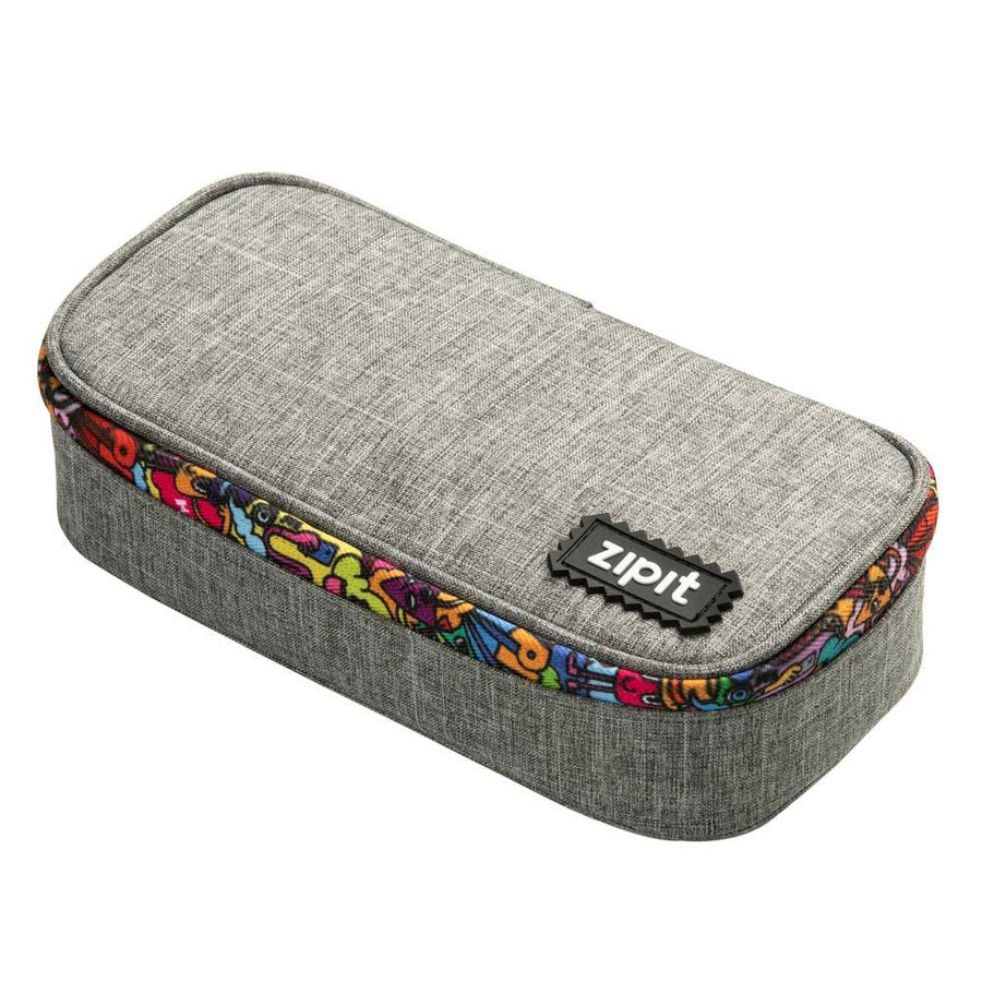 Zipit Jumbo Pencil Case for Adults, Pen Organizer, Wide Opening with Zipper Closure, Gray
