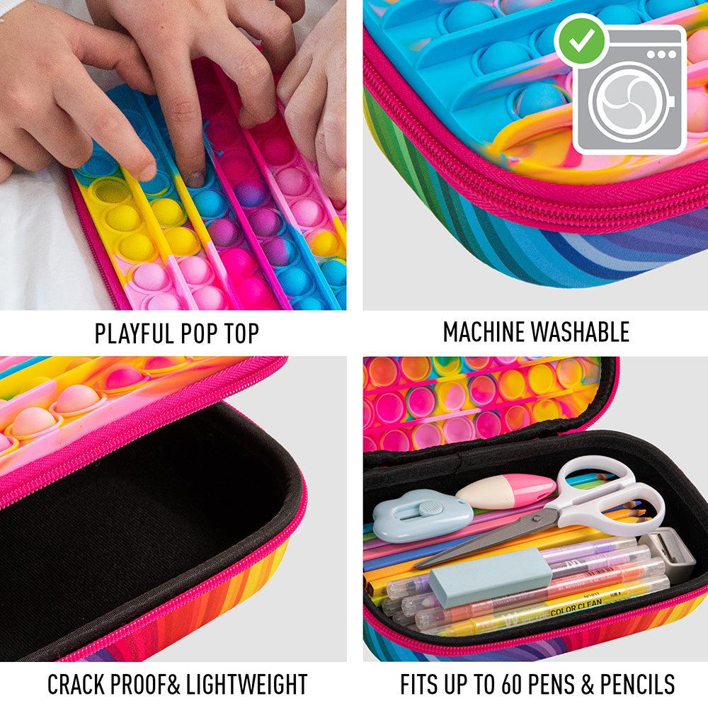 Zipit Large Recycled Plastic Pencil Box, Large Capacity, Fits Up to 60 Pens
