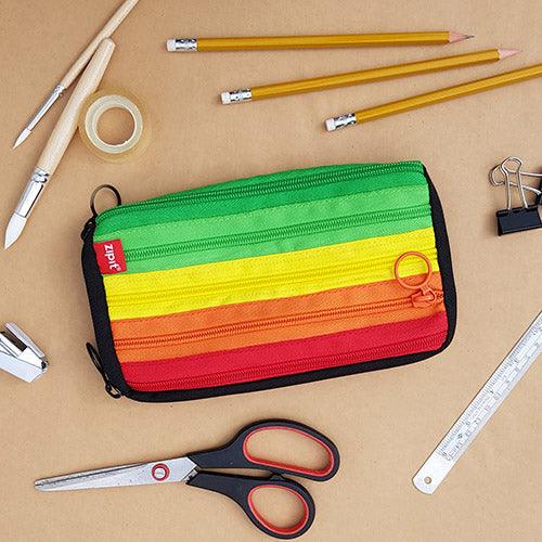 1pc Mini Pencil Case For Student Learning Supplies, Pu Solid Color  Candy-colored Pencil Storage Bag