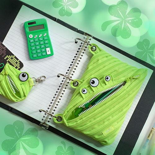 NEW Zipit Monster 3 Ring Binder Bright Green School Pouch/Pencil Case - NWT